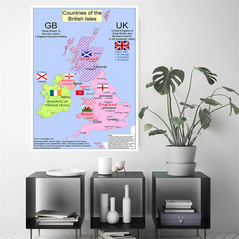 60*90 سنتيمتر 2010 خريطة المملكة المتحدة خمر حائط لوح رسم ملصق فني ديكور المنزل السفر اللوازم المدرسية
