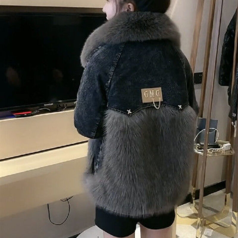 Woman Elegant Faux Fur Coat Female Fluffy Warm Long Sleeve Outerwear Autumn Ladies Imitation Fur Coats Jackets Overcoat G202