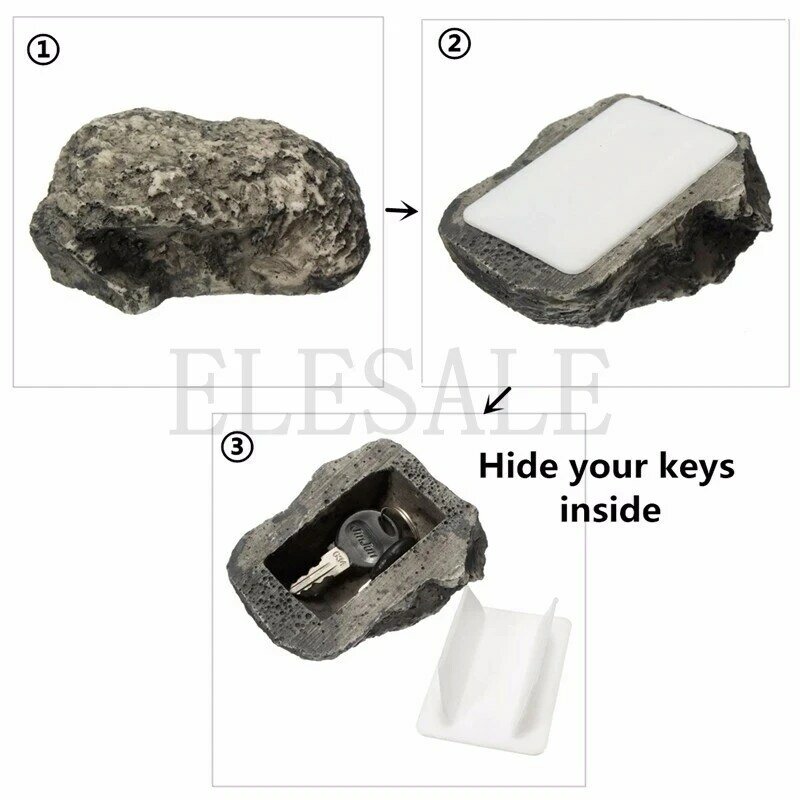 مفاتيح إخفاء الصخور المخفية للحديقة الخارجية ، صندوق تخزين آمن ، إبداعي وعصري ، حجري مزيف