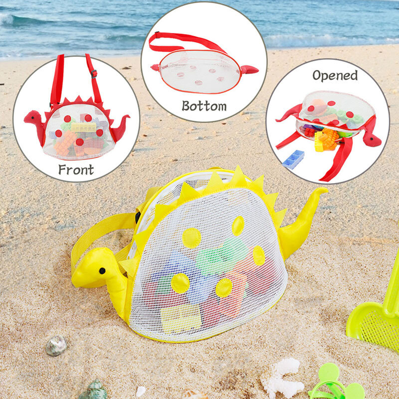 Children's Mesh Shell Bags Cartoon Dinosaur Shaped Beach Bags Swimming Pool Toys Storage Bag