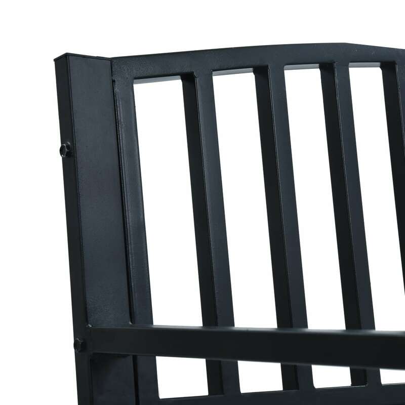 الباحة مقعد 49.2 "x 20.9" x 32.3 "أسود الصلب كرسي للاستعمال في المناطق الخارجية الشرفة الأثاث