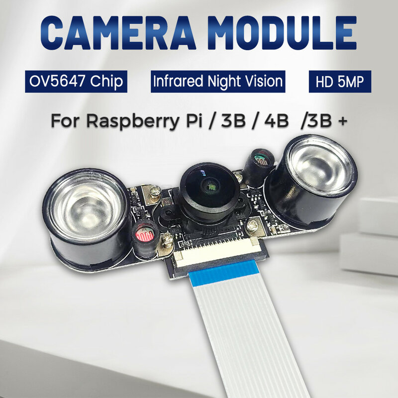 OV5647 وحدة كاميرا ل Raspberry Pi 3B 4B 3B + التركيز قابل للتعديل 120 130 200 160 درجة 3.6 مللي متر HD 5 مليون بكسل للرؤية الليلية
