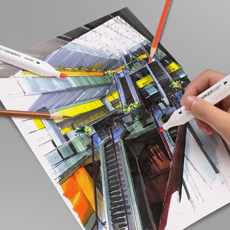 ورق كراسة الرسم بالألوان المائية لرسم اللوحة الملونة بقلم رصاص للمبتدئين