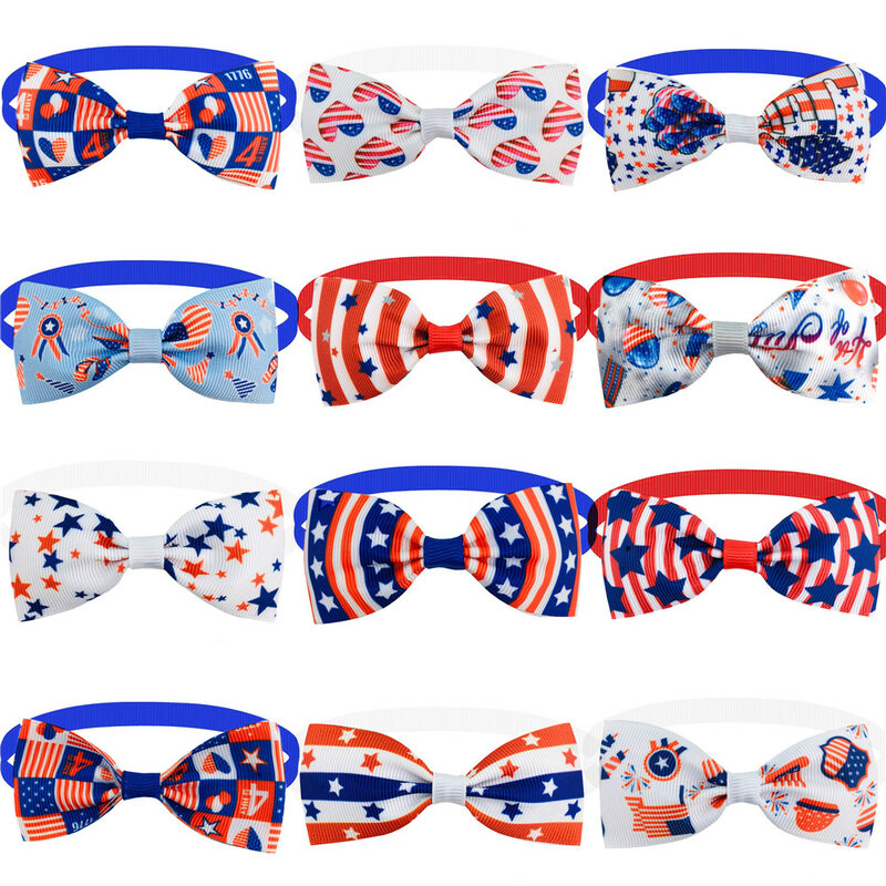 50 قطعة كلب ربطة القوس Necktie ربطة العنق عيد الاستقلال الأمريكي الكلب Grooming اكسسوارات Bowknot عطلة كلب صغير طوق لوازم
