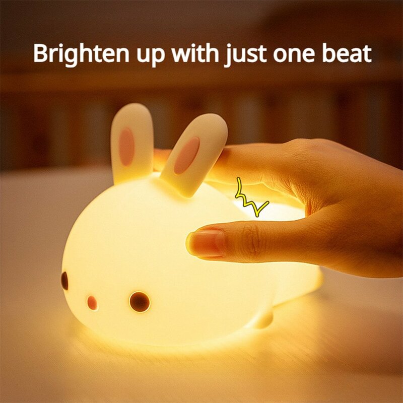 جهاز التحكم عن بعد LED أرنب ضوء الليل للأطفال ، عكس الضوء ، قابلة للشحن ، سيليكون الأرنب مصباح ، لعبة طفل ، استشعار اللمس ، هدية