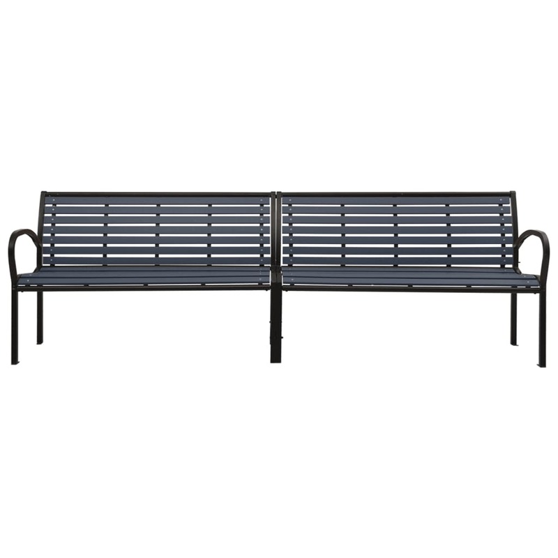 التوأم الباحة مقاعد البدلاء الصلب و WPC الأسود 98.8 "x 24.4" x 32.3 "كرسي للاستعمال في المناطق الخارجية أثاث الشرفة