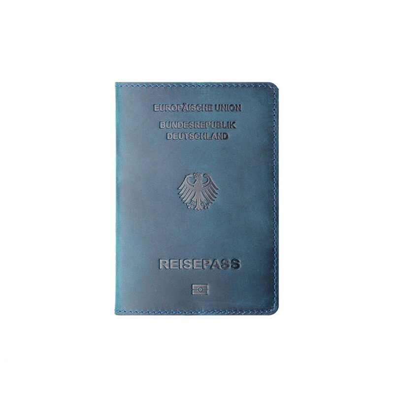 غطاء جواز سفر جلد طبيعي لحامل بطاقة الائتمان الألمانية ، محفظة سفر للجنسين ، حافظة ألمانية