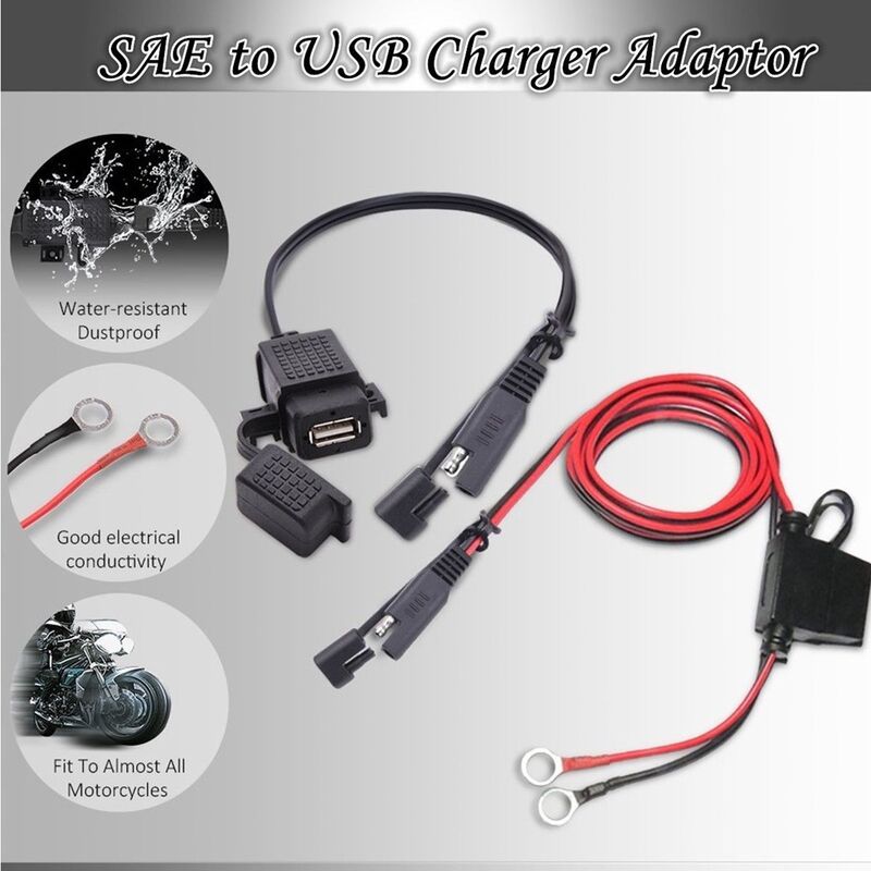 12 فولت دراجة نارية مقاوم للماء SAE إلى USB هاتف به خاصية التتبع عن طريق الـ GPS MP4 كابل الشاحن محول دراجة نارية مضمنة فيوز امدادات الطاقة