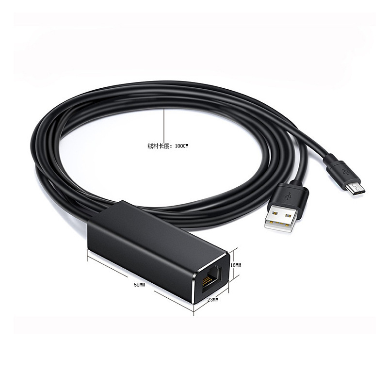 محول بطاقة الشبكة إيثرنت المصغّر USB الطاقة إلى RJ45 10/100Mbps لاطلاق النار جهاز استقبال للتليفزيون Chromecast لجوجل