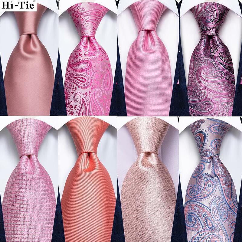 مرحبا التعادل مصمم الحرير ربطة العنق للرجال ، الخوخ الوردي المرجان ، الصلبة الزفاف التعادل ، جودة منديل الكم ، حفلة عمل ، هدية الموضة