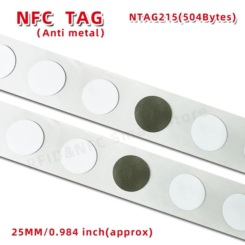 NFC مضاد للتدخل المعدني ، علامة NFC لجميع أجهزة الهواتف المحمولة التي تدعم NFC ، علامات NFC215 ، 20 قطعة