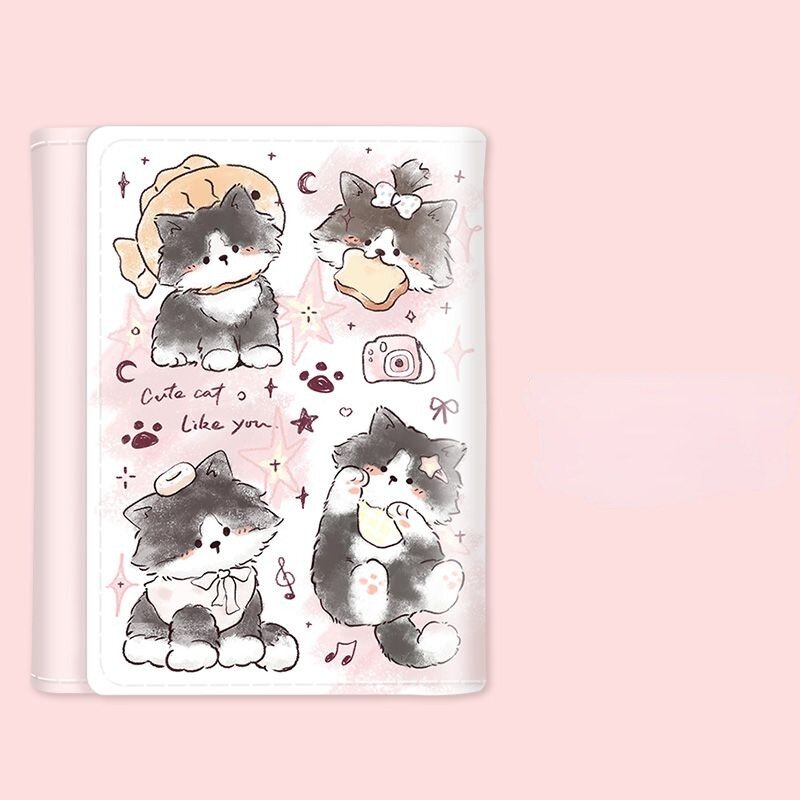 Xiuya-محافظ قطة لطيفة للنساء ، محفظة عملات كرتونية جرافيتي ، موضة نسائية ، جمالية كاواي ، محفظة صغيرة قصيرة ، مصمم فاخر