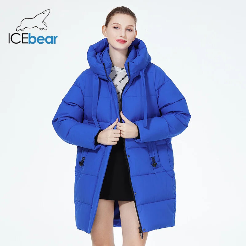 ICEbear 2023 الشتاء النساء البخاخ السترات منتصف طول السيدات معاطف القطن عادية العلامة التجارية الدافئة مبطن معطف GWD3873I
