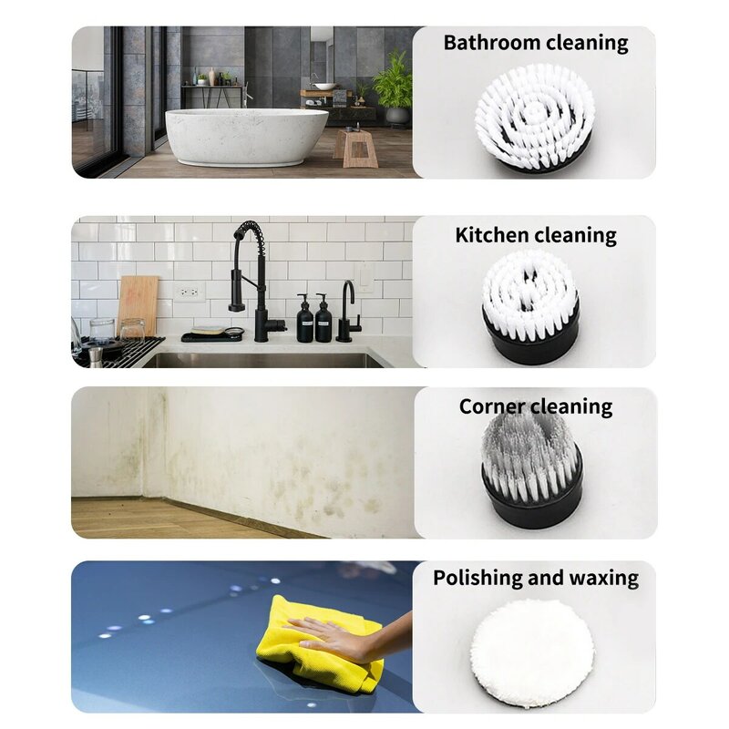 فرشاة تنظيف كهربائية لاسلكية متعددة الوظائف ، أدوات تنظيف دوارة محمولة USB ، 8 في 1 ، منزلية ، مطبخ ، حمام