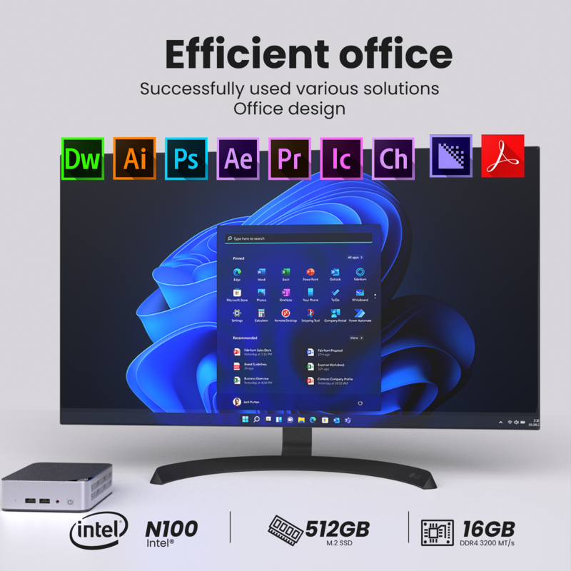 كمبيوتر مكتبي صغير للألعاب ، M7 ، Intel ، 12th Gen ، N5095 ، N100 ، DDR4 ، 8GB ، SSD GB ، WiFi 5 ، BT4.2 ، Gamer ، Windows os