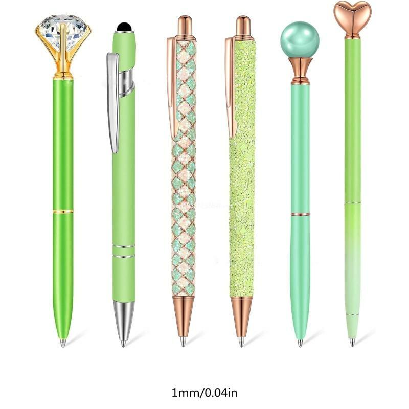 6 قطعة قلم حبر جاف قابل للسحب أقلام هدية الأعمال أقلام حبر جاف الماس دروبشيب