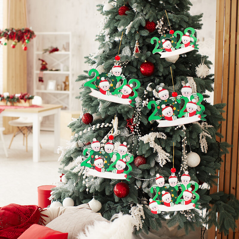 شجرة عيد الميلاد الخشبية قلادة معلقة ، لتقوم بها بنفسك زينة الأسرة الشخصية للمنزل ، زخرفة السنة الجديدة ، 2023 ، 2024
