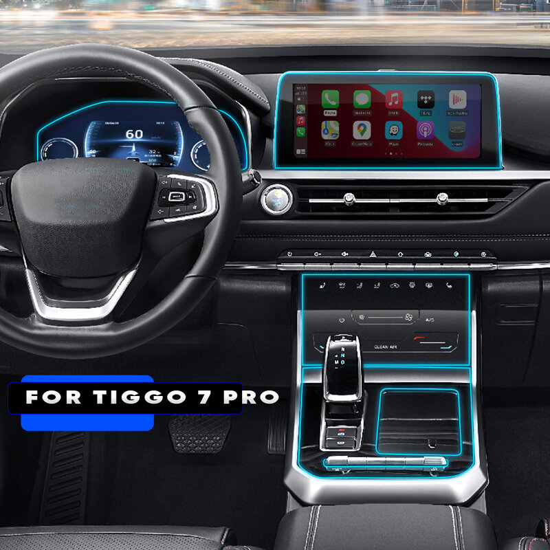 لشيري تيجو 7 برو 2020 2021 2022 علبة التروس لوحة فيلم لوحة القيادة ملصقا واقية الداخلية المضادة للخدش اكسسوارات السيارات