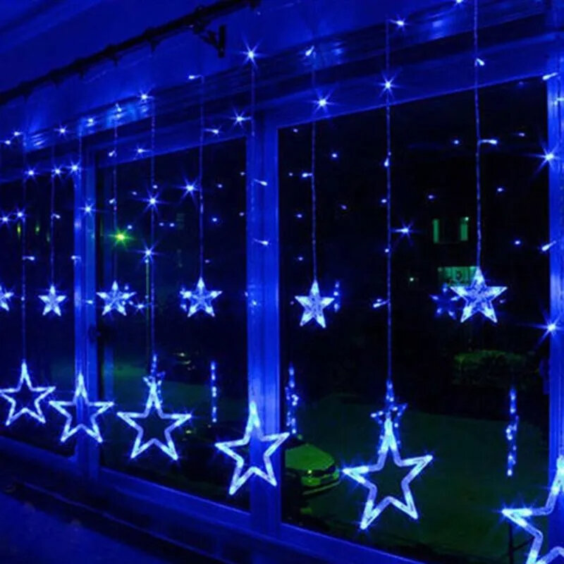 أضواء ستارة جنية نجمية LED ، إضاءة الأعياد ، زخرفة جارلاند ، عيد الميلاد ، حفل زفاف ، AC av V ، من 2 م