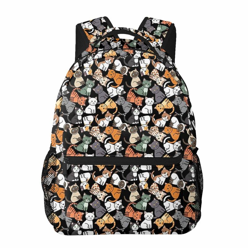 القطط (أسود) حقيبة الظهر للفتيات الفتيان السفر حقائب الظهر حقيبة مدرسية في سن المراهقة