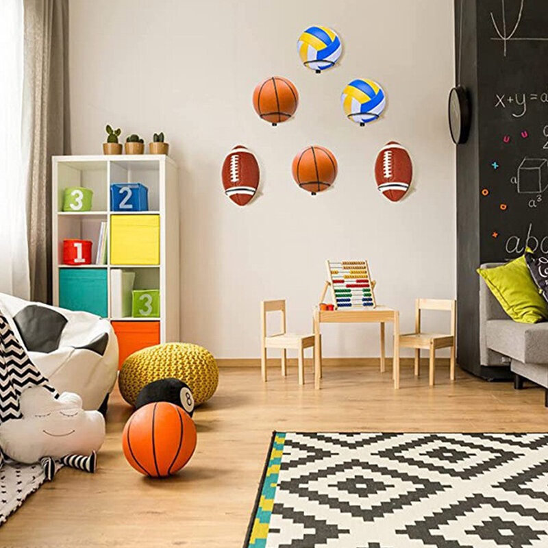 رف عرض كرة قدم متعدد الأغراض ، حامل كرة ، مثبت على الحائط ، رف تخزين كرة السلة ، توفير مساحة حديد ، ديكور غرفة المعيشة