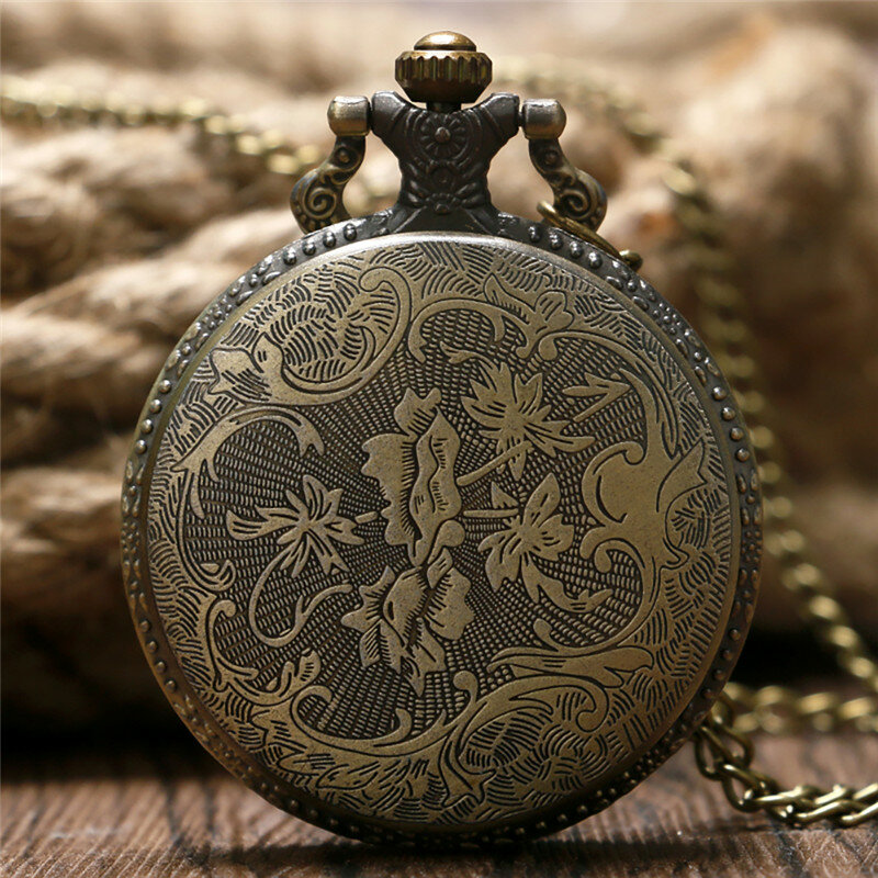 ساعة جيب كوارتز ستايمبانك ، قلادة تناظرية ، برونزية ، النمسا ، حقيبة صياد كاملة ، تذكار لسلسلة