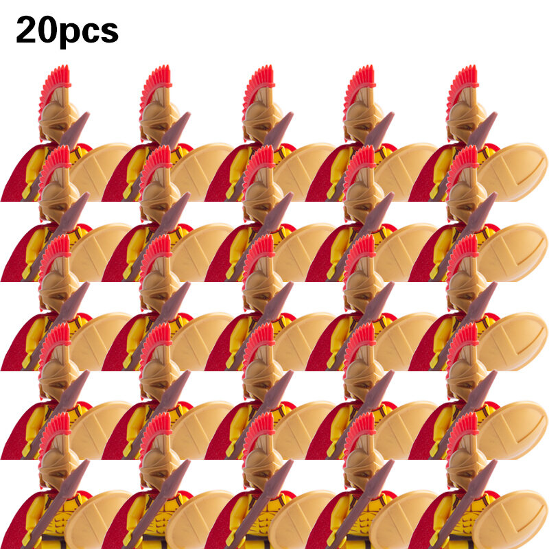 20 قطعة/المجموعة العصور الوسطى الإمبراطورية الرومانية المتقشف الصليبية البسيطة القرون الوسطى الجندي أرقام نموذج ألعاب مكعبات البناء هدية للأطفال