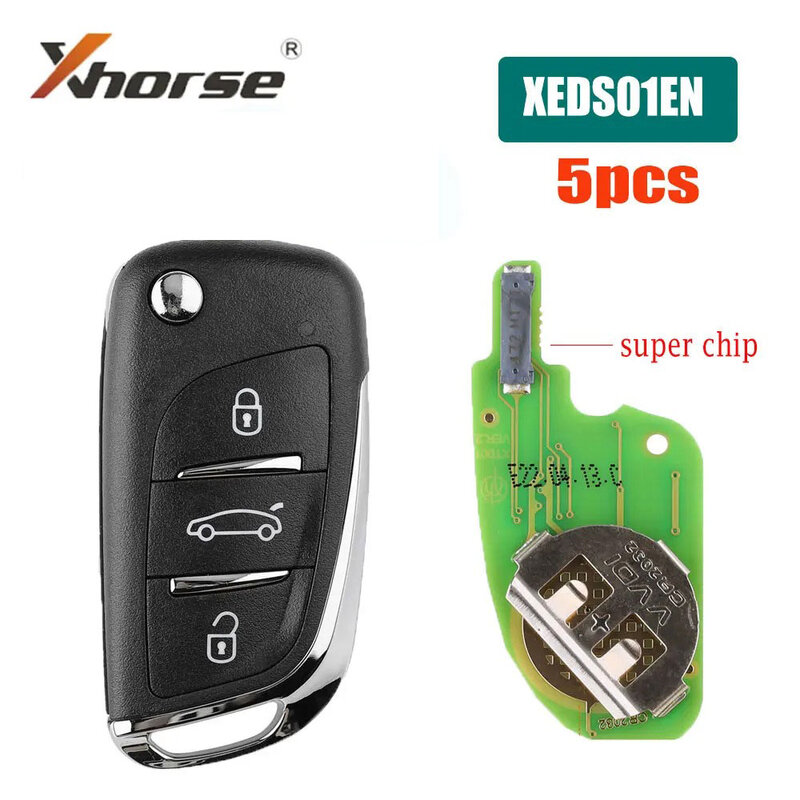 Xhorse-XEDS01EN DS نمط سوبر مفتاح بعيد مع سوبر رقاقة ، 3 أزرار ، VVDI2 ، VVDI أداة مفتاح صغير ، VVDI أداة مفتاح ماكس ، 5 قطعة