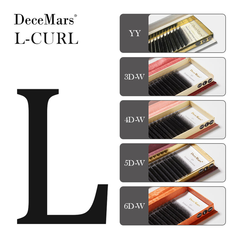 DeceMars L-حليقة YY ثلاثية الأبعاد 4D 5D 6D رمش تمديد 12 خطوط