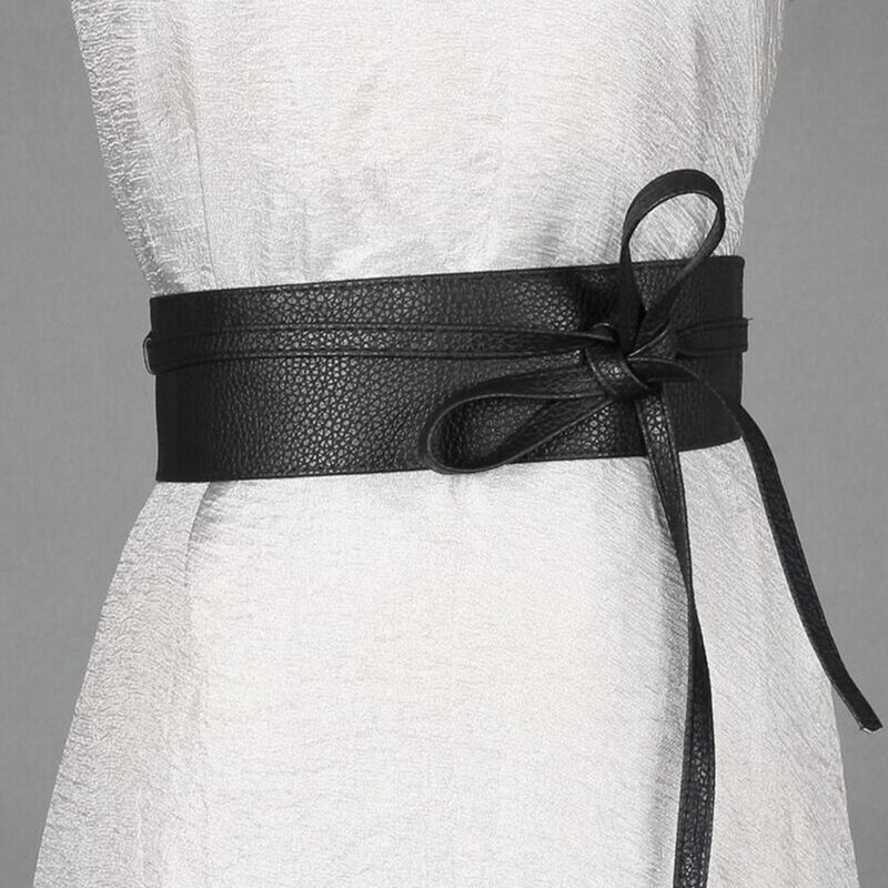 بسيطة موضة التفاف Bowknot فستان السيدات الفاخرة cummerموجات مشد حزام جلد واسعة الخصر الفرقة