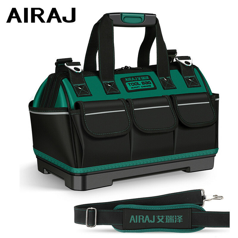 AIRAJ 2023 جديد كهربائي أداة حقيبة مع شريط عاكس أكسفورد القماش مقاومة للاهتراء متعددة جيب مقاوم للماء تخزين حقيبة اليد