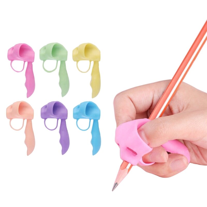 6 قطعة حوامل أقلام رصاص من السيليكون للأطفال الصغار بخط اليد تصحيح الموقف مريح القابضون قلم رصاص عالمي مساعد للكتابة LX9A
