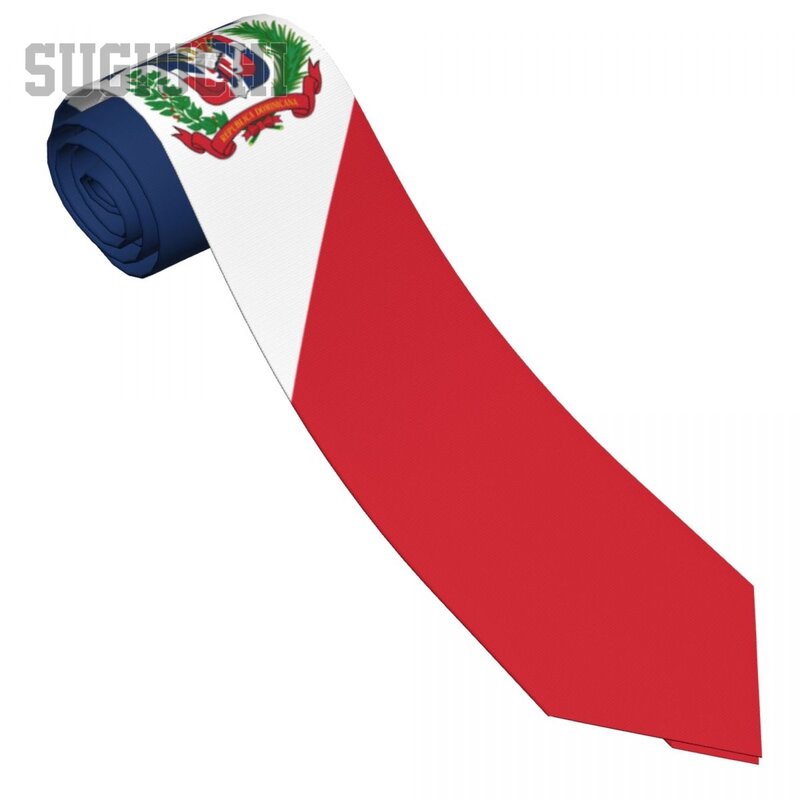 ربطة عنق للرجال والنساء عليها شعار علم جمهورية الدومينيك ، ربطة عنق منقوشة للخروجات اليومية ، مناسبة لحفلات الزفاف ، ربطة عنق للأعمال