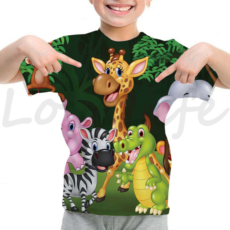 Kids Cartoon Animals T Shirt Cute Rabbit Cat Dog Print T-shirt Summer Children Short Sleeve Tops Baby Girls Boys Tshirt Camiseta
