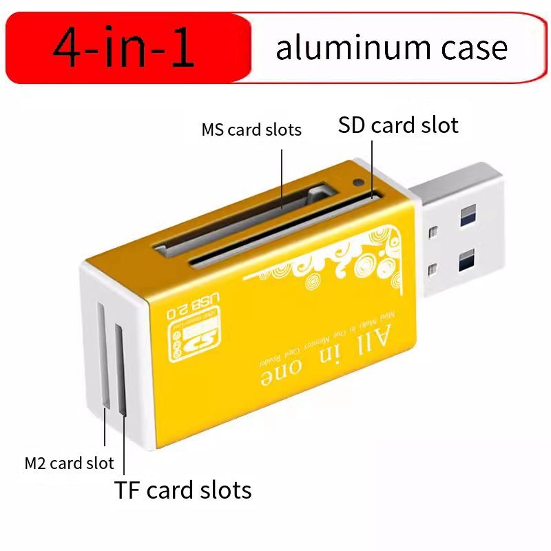 قارئ بطاقة ذاكرة عالي السرعة ، 4in 1 TF Micro SD ، M2 MS ، USB 2.0 ، MMC محول قابس للكمبيوتر المحمول ، الكمبيوتر ، سطح المكتب ، الكمبيوتر ، مكبر صوت السيارة