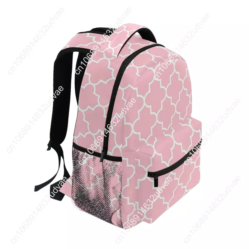 حقيبة ظهر مدرسية للفتيات والمراهقين ، حقيبة كتب بنمط شبكي للنساء ، حقيبة سفر وردية اللون ، موضة جديدة ،