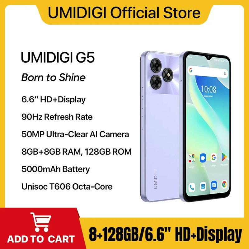 UMIDIGI-G5 هاتف ذكي بشريحتين ، أندرويد 13 ، 8 جيجابايت رام ، 128 جيجابايت روم ، كاميرا 50 ميجابكسل ، بطارية 5000 مللي أمبير ، هاتف خلوي بتقنية الجيل الرابع ، عرض عالمي