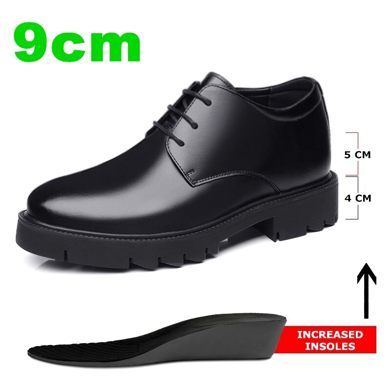 جديد الرجال منصة عالية الكعب 4/7/9 سم ارتفاع النمو الرسمي الرجال ديربي جلد طبيعي الأعمال حذاء رجل أكسفورد مصعد اللباس أحذية