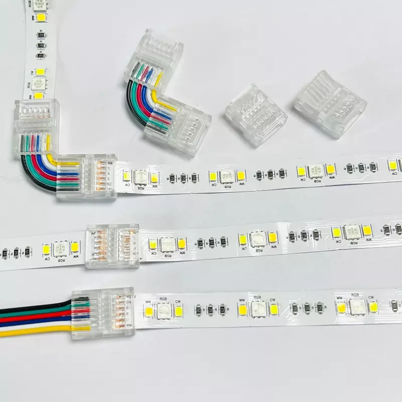 5 قطعة شفافة لحام غطاء موصل 2/3/4/5/6Pin LED قطاع ضوء لون واحد CCT RGB RGBW RGBCCT الشريط ركن موصلات