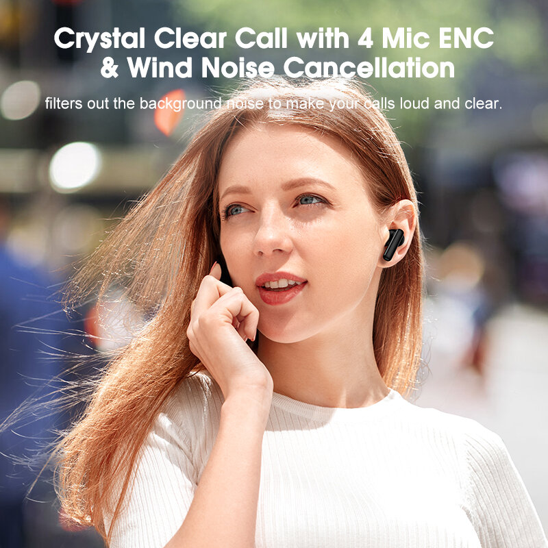 QCY T13 ANC سماعات لاسلكية TWS سماعات بلوتوث 5.3 سماعات نشطة لإلغاء الضوضاء سماعات داخل الأذن 4 ميكروفون سماعات ENC HiFi