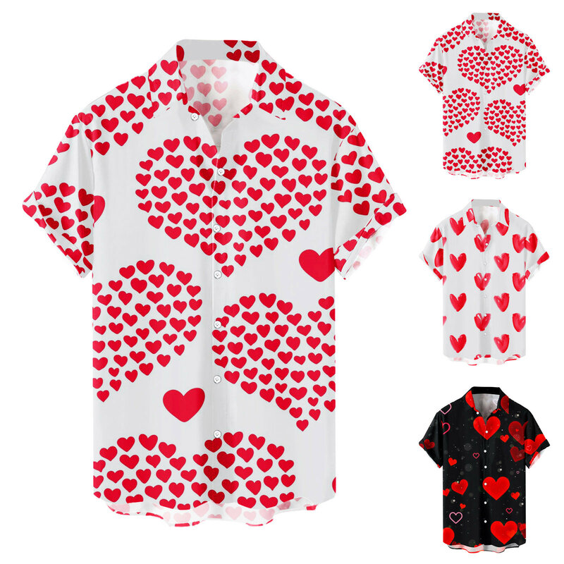 الرجال 3D طباعة هاواي زهرة قميص ، الحب ، عيد الحب ، الصيف ، النمط الكلاسيكي ، بلوزة ، اللباس الاجتماعي ، أزياء الذكور ، عارضة