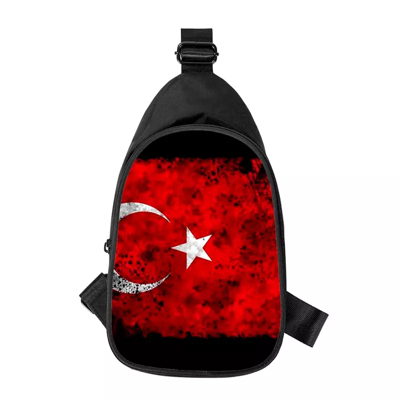 حقيبة صدر متقاطعة مع علم تركيا للرجال والنساء ، حقيبة كتف ، حقيبة خصر رجالية ، زوج ، مدرسة ، مائلة ، ثلاثية الأبعاد ، جديدة