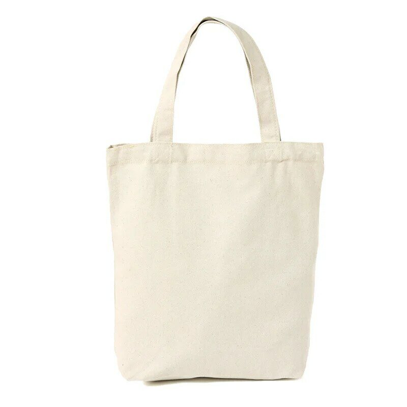 سعة كبيرة قماش حقيبة الكتف للطي صديقة للبيئة القطن حمل الحقائب قابلة لإعادة الاستخدام DIY بها بنفسك حقيبة الكتف حقيبة البقالة بيج أبيض