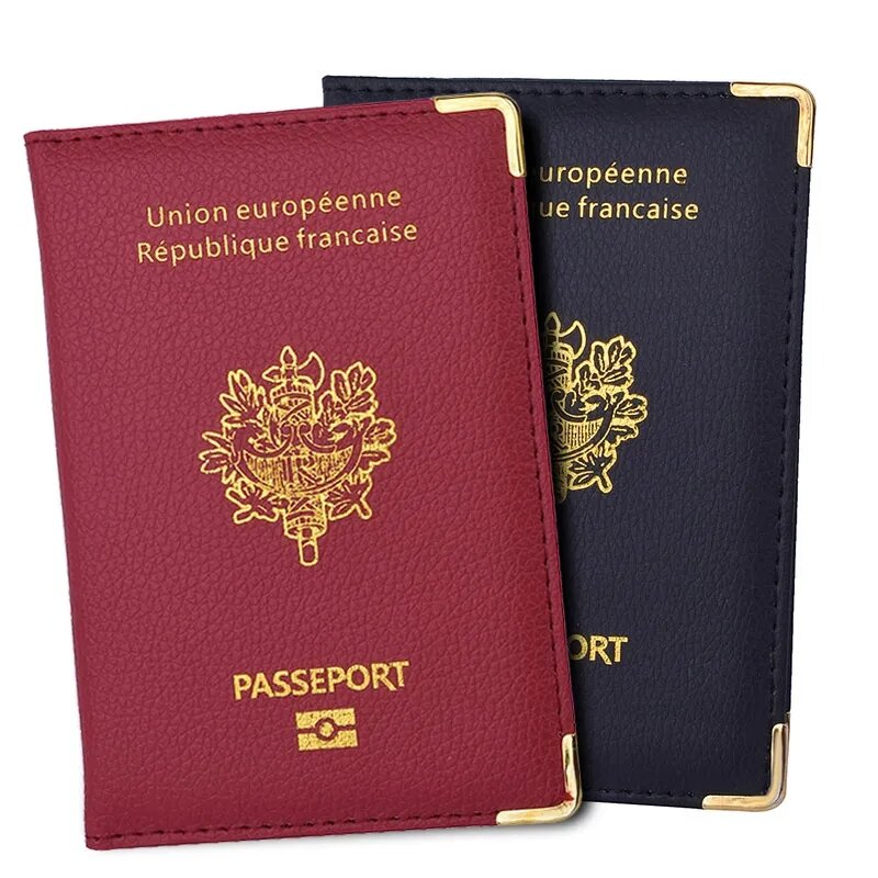 فرنسا حقيبة سفر حامل جواز سفر ، بو الجلود جواز سفر الغطاء الواقي ، أزياء المحفظة الفرنسية للرجال والنساء