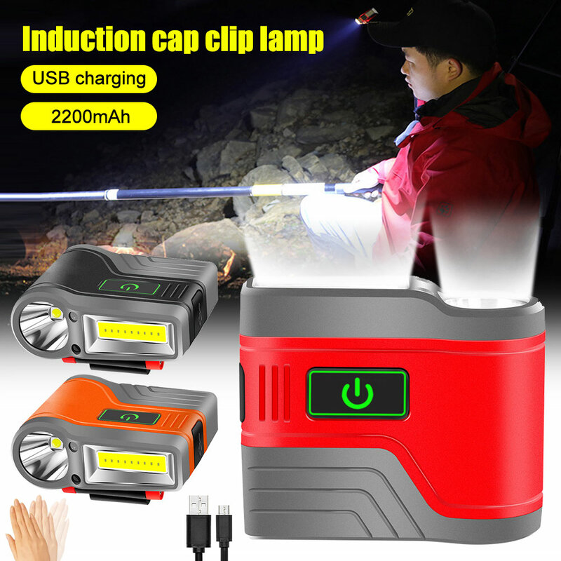 المحمولة LED الصيد كشافات 15 سنتيمتر غطاء الاستشعار الذكية كليب ضوء USB قابلة للشحن عرض الطاقة في الهواء الطلق التخييم المصباح مصباح
