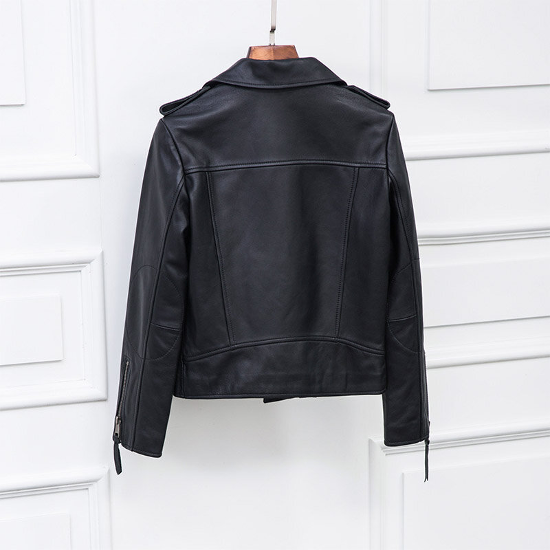 AYUNSUE Sheepskin Genuine Leather Jacket Women Clothes Black Motorcycle Short Coats Woman Spring Outwear Jaqueta Couro Feminina
