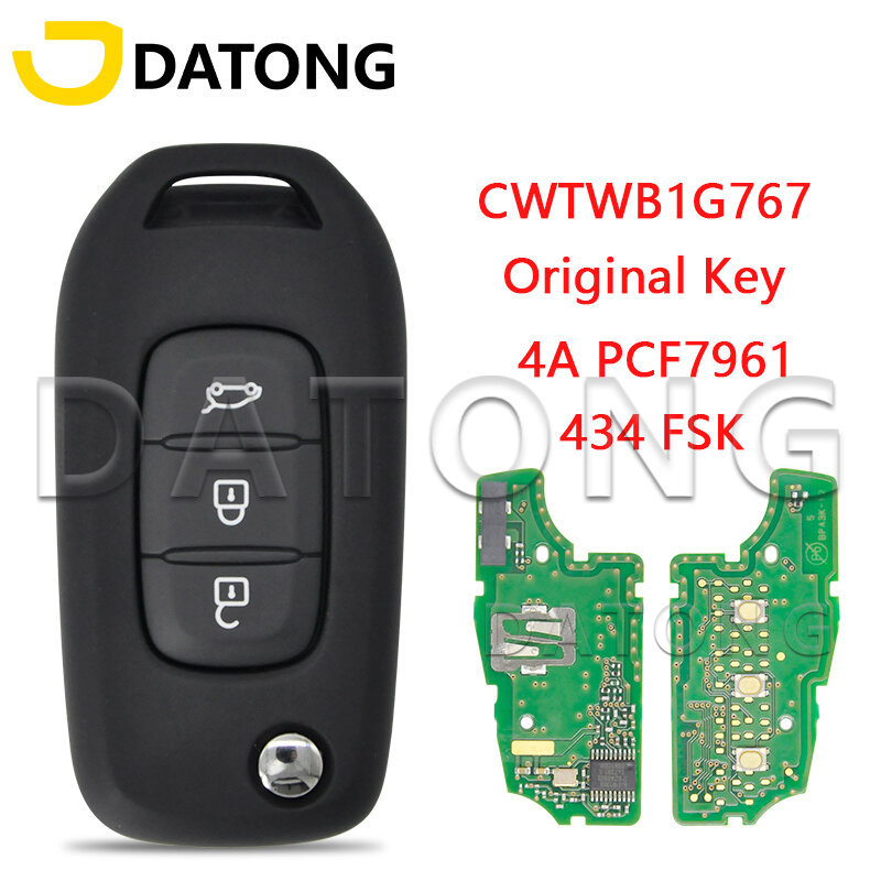 Datong World-مفتاح التحكم عن بعد للسيارة ، جهاز التحكم عن بعد للسيارة Renault Twingo Dacia Duster Sandero code 2013-2017 CWTWB1G767 4A 434MHz ، Flip الأصلي