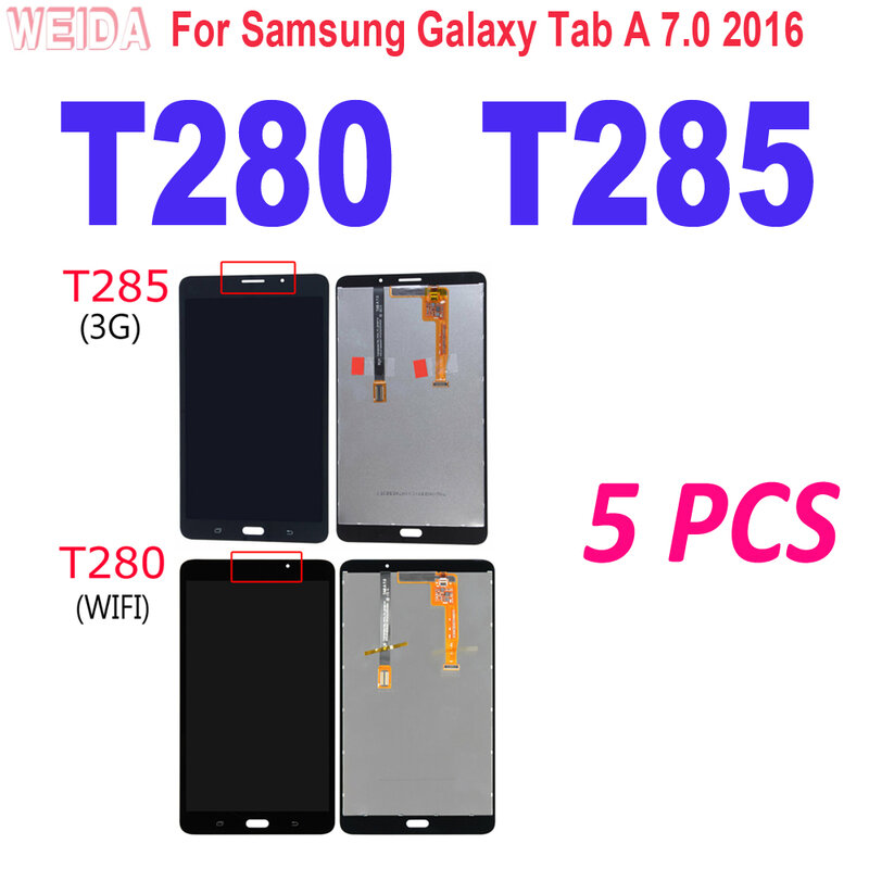 5 قطعة LCD 7 "ل سامسونج غالاكسي تبويب 7.0 2016 SM-T280 SM-T285 LCD عرض تعمل باللمس محول الأرقام الجمعية T280 WIFI /T285 3G