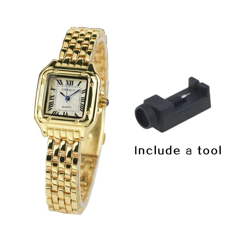 ساعة يد كوارتز مربعة مع سوار فولاذي للنساء ، كلاسيكية ، فضية ، بسيطة ، فاخرة ، ماركة ، موضة ، للسيدات