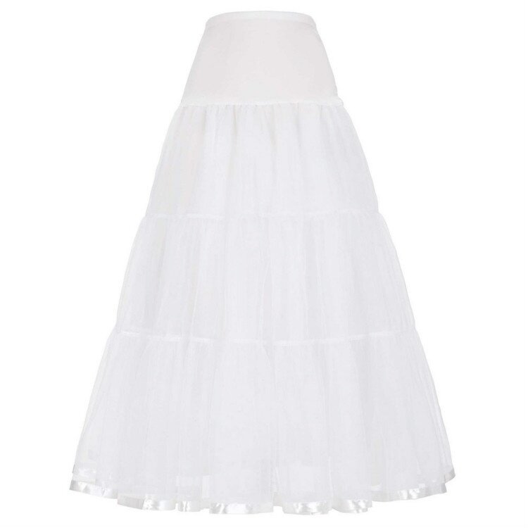 فستان كلاسيكي ثوب نسائي لحفل الزفاف ريترو كرينولين المرأة اكسسوارات الزفاف أسود أبيض طويل تنورات داخلية حجم كبير